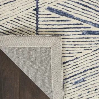 5' X 7' Blue And White Wool Abstract Area Rug