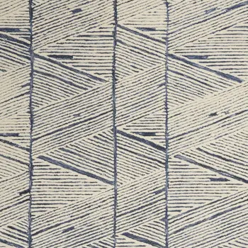 5' X 7' Blue And White Wool Abstract Area Rug