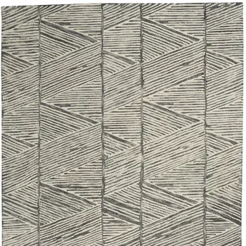 5' X 7' Gray and White Wool Abstract Area Rug