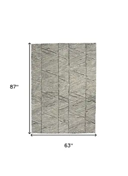 5' X 7' Gray and White Wool Abstract Area Rug