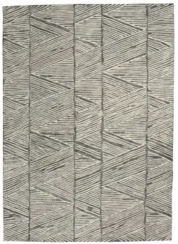 4' X 6' Gray and White Wool Abstract Area Rug