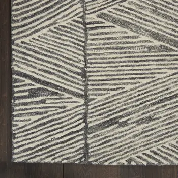4' X 6' Gray and White Wool Abstract Area Rug