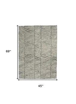 4' X 6' Gray and White Wool Abstract Area Rug