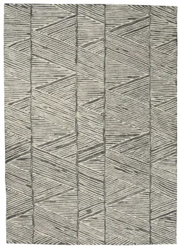 4' X 6' Gray and White Wool Abstract Area Rug