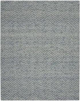 8' X 12' Indigo and Ivory Wool Chevron Area Rug