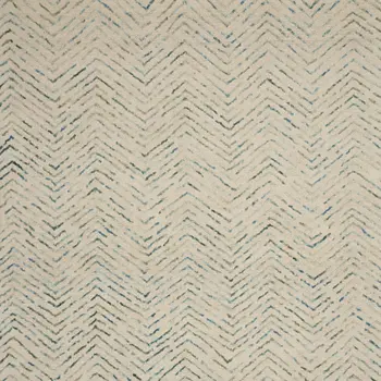8' X 12' Ivory Blue and Green Wool Chevron Area Rug