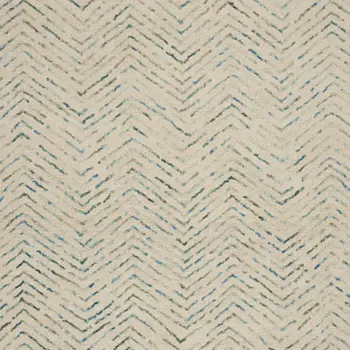 8' X 12' Ivory Blue and Green Wool Chevron Area Rug