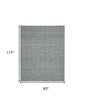 8' X 10' Indigo and Ivory Wool Chevron Area Rug