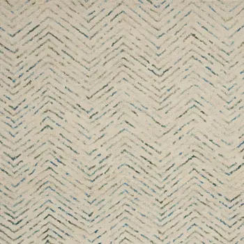 8' X 10' Ivory Blue and Green Wool Chevron Area Rug
