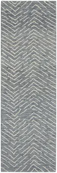 8' Indigo and Ivory Wool Chevron Runner Rug
