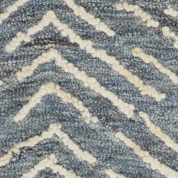 8' Indigo and Ivory Wool Chevron Runner Rug