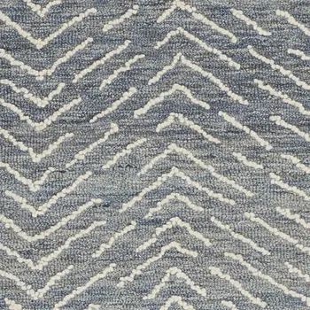 8' Indigo and Ivory Wool Chevron Runner Rug