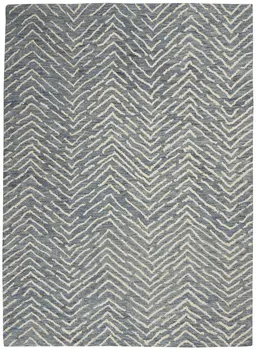 4' X 6' Indigo and Ivory Wool Chevron Area Rug
