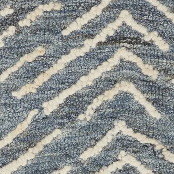 4' X 6' Indigo and Ivory Wool Chevron Area Rug