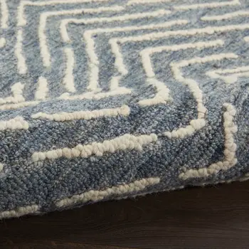 4' X 6' Indigo and Ivory Wool Chevron Area Rug