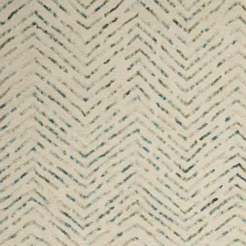 4' X 6' Ivory Blue and Green Wool Chevron Area Rug