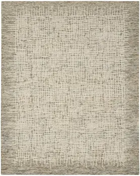 8' X 12' Ivory Brown and Gray Wool Abstract Area Rug