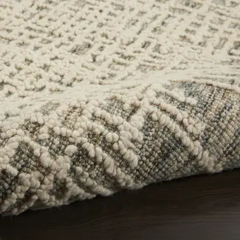 8' X 12' Ivory Brown and Gray Wool Abstract Area Rug