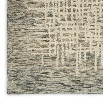 8' X 12' Ivory Brown and Gray Wool Abstract Area Rug