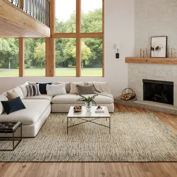 8' X 12' Ivory Brown and Gray Wool Abstract Area Rug