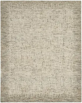 8' X 12' Ivory Brown and Gray Wool Abstract Area Rug