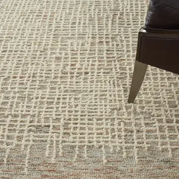 8' X 10' Beige and Tan Wool Abstract Area Rug