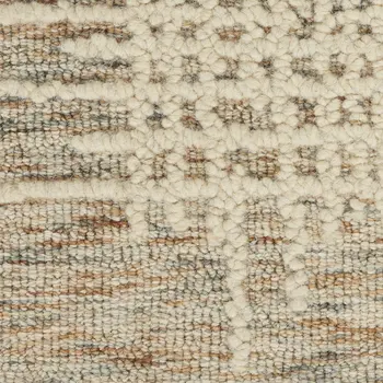 8' Beige and Tan Wool Abstract Runner Rug