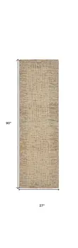 8' Beige and Tan Wool Abstract Runner Rug