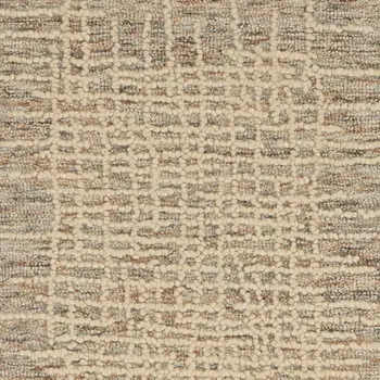 8' Beige and Tan Wool Abstract Runner Rug