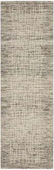 8' Ivory Brown and Gray Wool Abstract Runner Rug