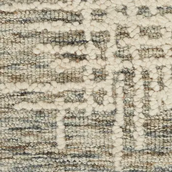 8' Ivory Brown and Gray Wool Abstract Runner Rug