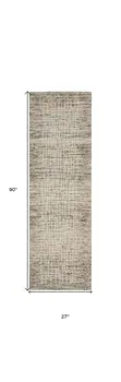 8' Ivory Brown and Gray Wool Abstract Runner Rug