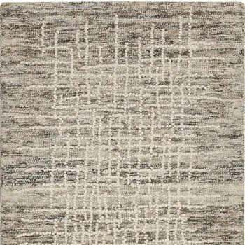 8' Ivory Brown and Gray Wool Abstract Runner Rug