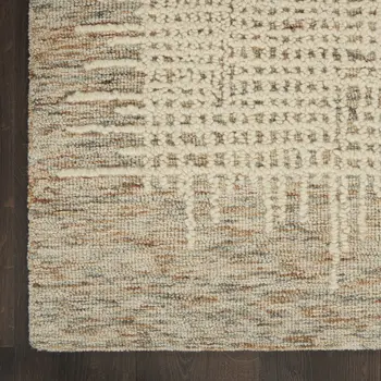 5' X 7' Beige and Tan Wool Abstract Area Rug