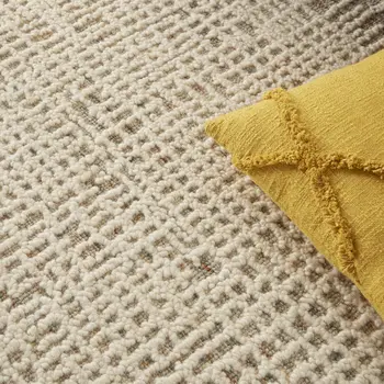5' X 7' Beige and Tan Wool Abstract Area Rug