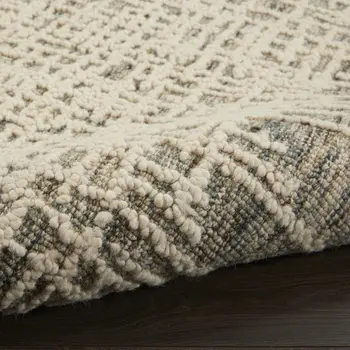 5' X 7' Ivory Brown and Gray Wool Abstract Area Rug