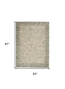 5' X 7' Ivory Brown and Gray Wool Abstract Area Rug