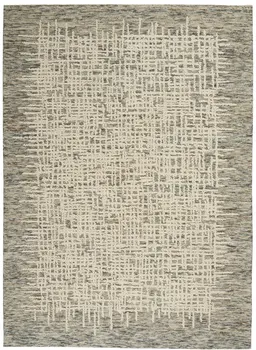 5' X 7' Ivory Brown and Gray Wool Abstract Area Rug