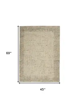 4' X 6' Beige and Tan Wool Abstract Area Rug