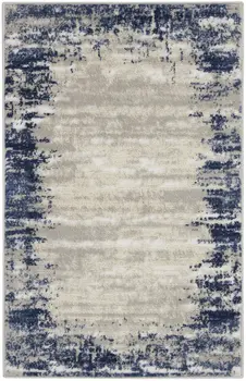 3' X 4' Blue and Gray Abstract Area Rug
