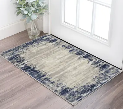 3' X 4' Blue and Gray Abstract Area Rug