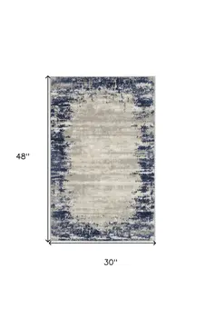 3' X 4' Blue and Gray Abstract Area Rug