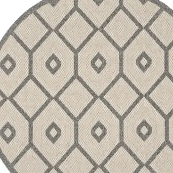 8' Ivory Blue and Gray Floral Non Skid Runner Rug