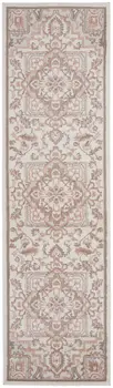 8' Ivory and Red Floral Non Skid Runner Rug