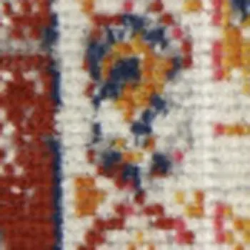 8' Gray and Red Abstract Non Skid Runner Rug