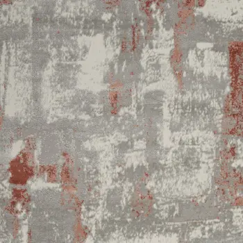 4' X 6' Gray and Red Abstract Non Skid Area Rug