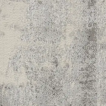 8' Ivory Black and Gray Abstract Non Skid Runner Rug