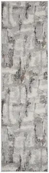 8' Ivory Black and Gray Abstract Non Skid Runner Rug