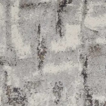 8' Ivory Black and Gray Abstract Non Skid Runner Rug