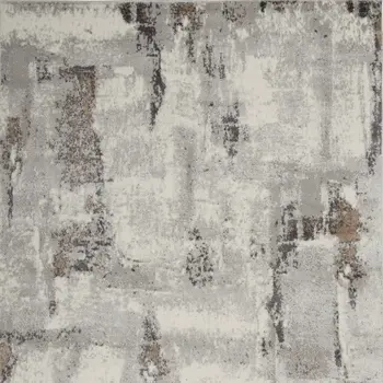 4' X 6' Ivory Black and Gray Abstract Non Skid Area Rug